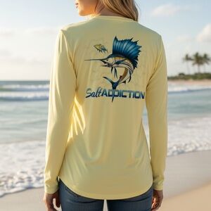 Denali Performance Yellow Fishing Shirt Salt Addiction Graphic Long Sleeve XL